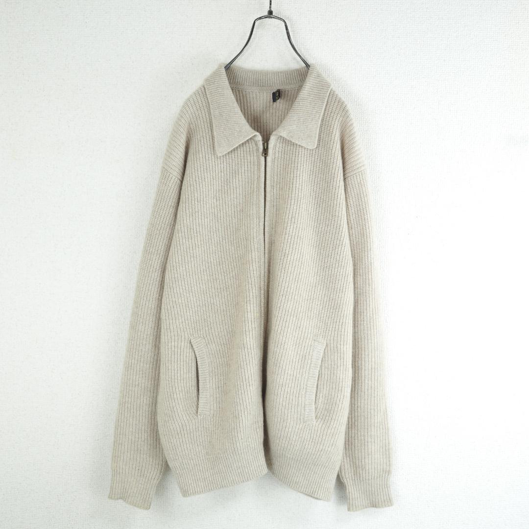 G9466*三越☆極上カシミヤ☆ニット☆セーター☆ジャケット☆ベージュ☆L.