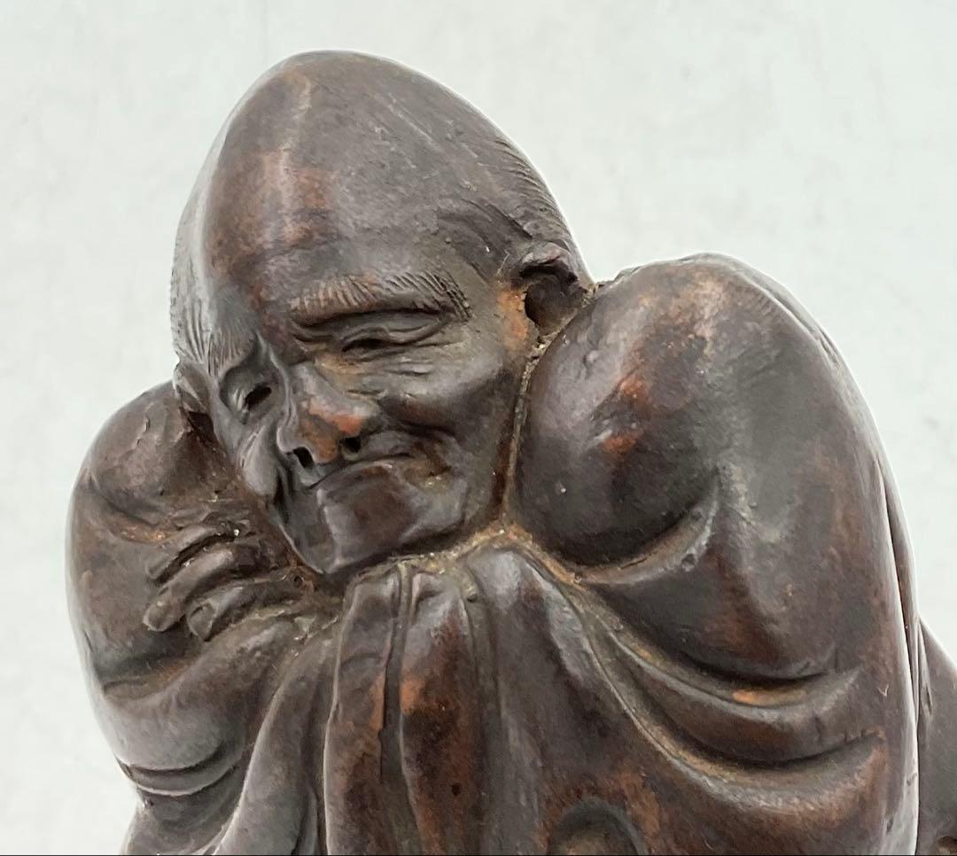 【58】▲明治時代　備前焼　古木で休む農夫像　希少　珍品▲