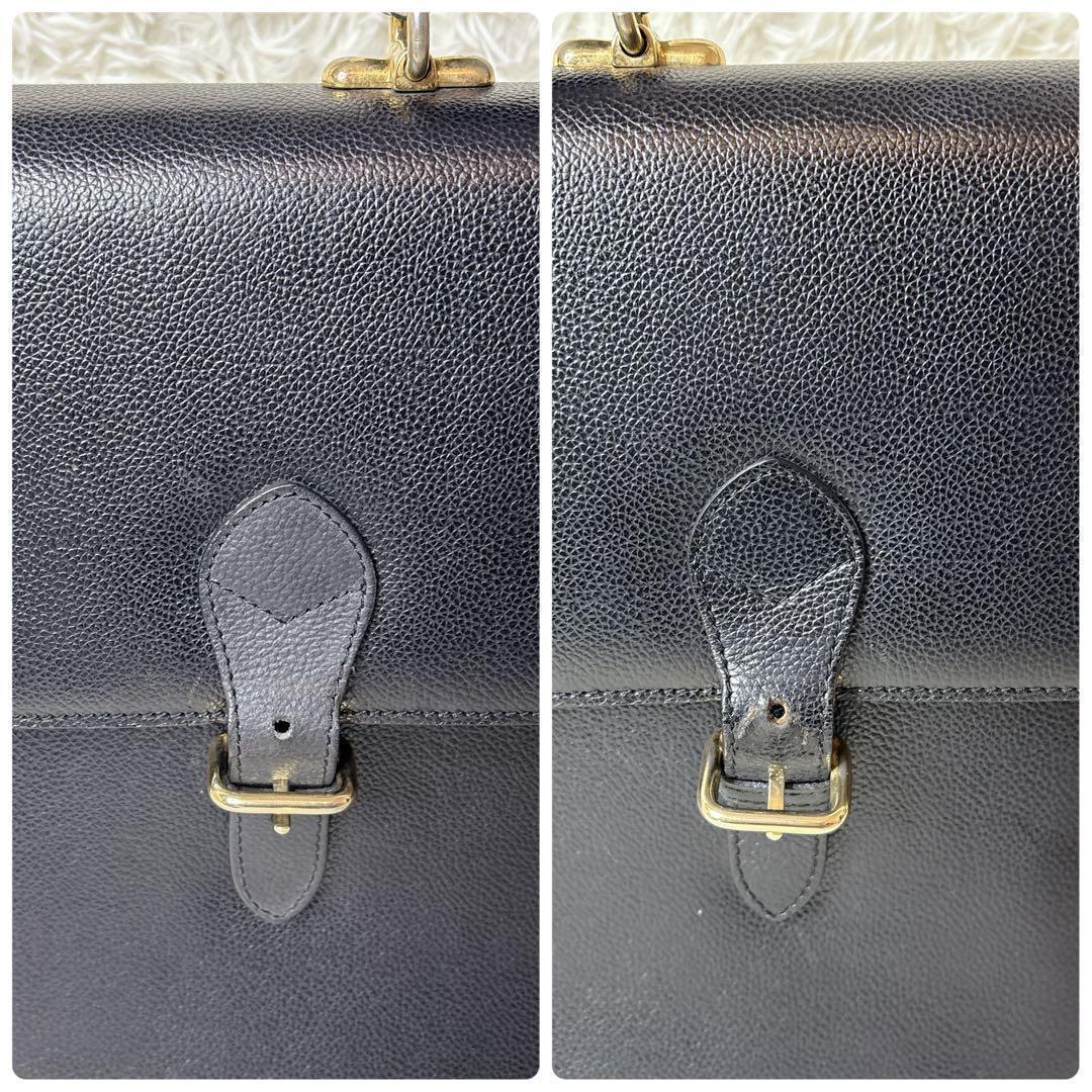 Burberry レザー ビジネスバッグ ブリーフケース ノバチェック シボ革