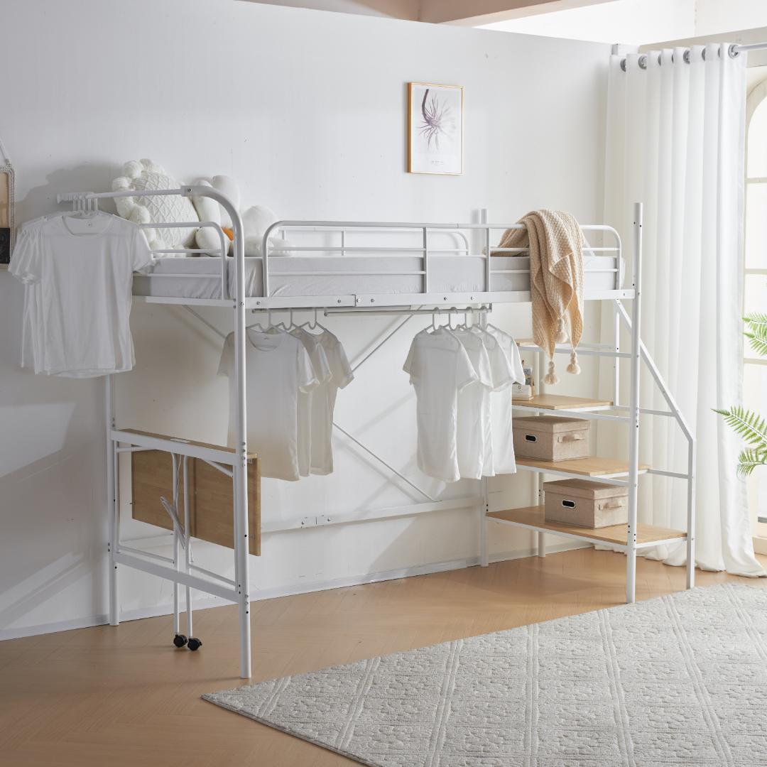 システムベット ロフトベッド シングル デスク付き　コンセント付き 収納付き