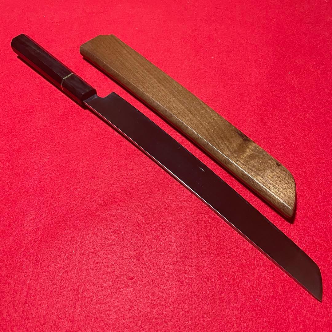 先丸柳刃　本焼　八角柄　反り