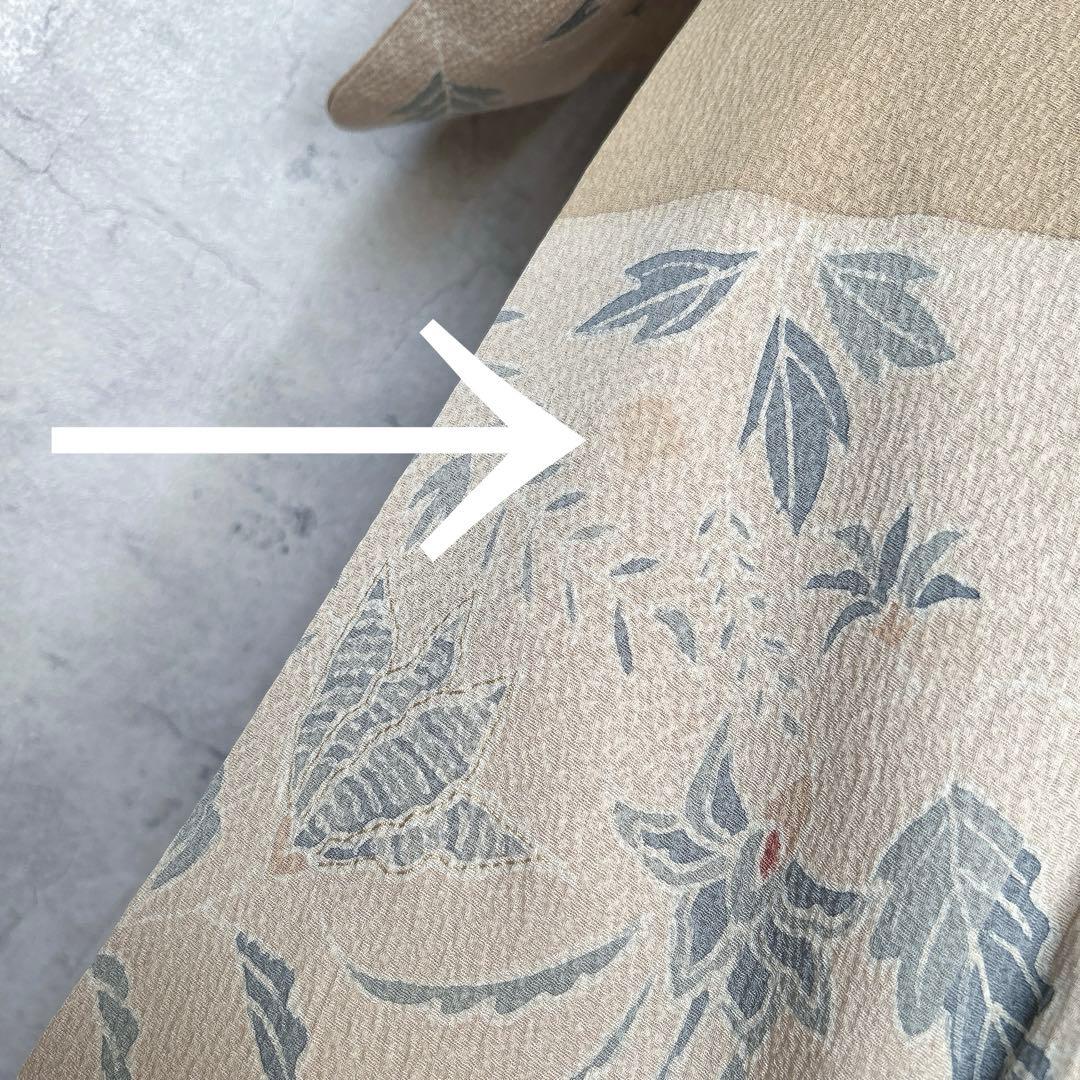 小紋　フルセット　着物　正絹　ベージュ　更紗模様　m2