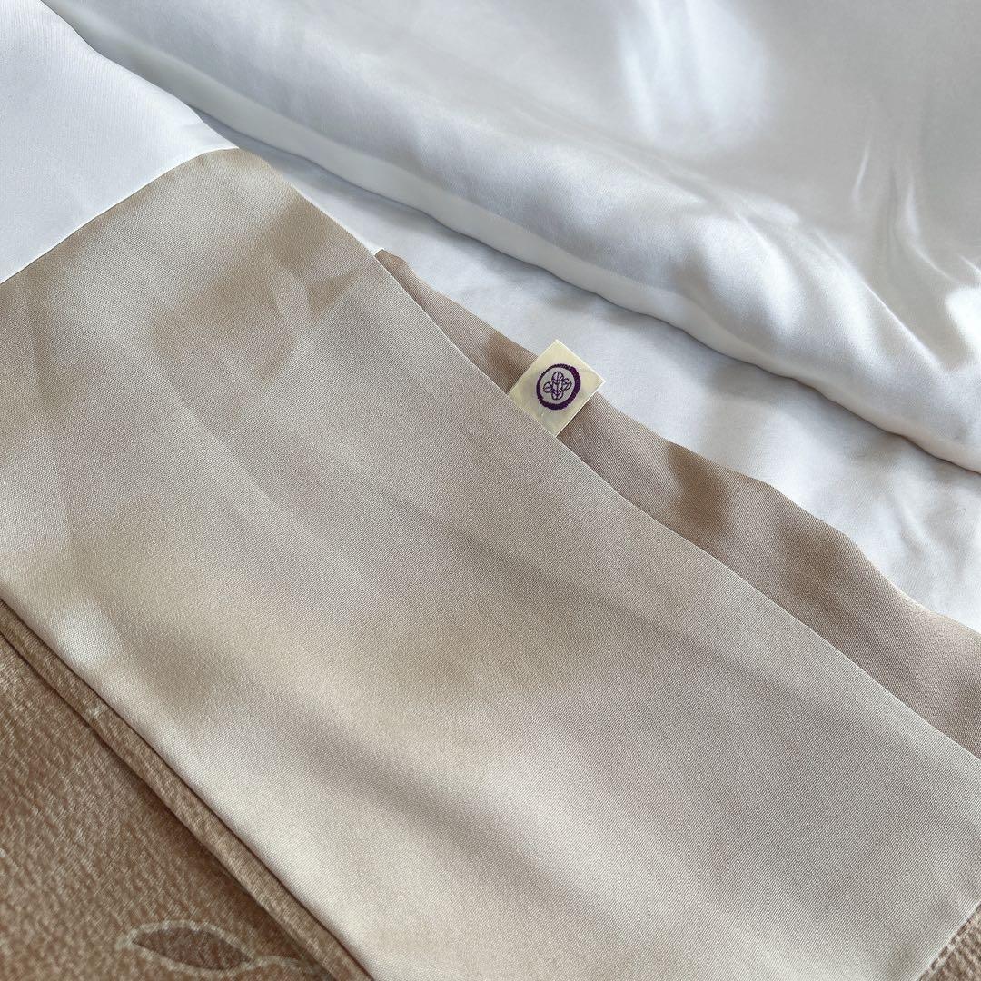 小紋　フルセット　着物　正絹　ベージュ　更紗模様　m2