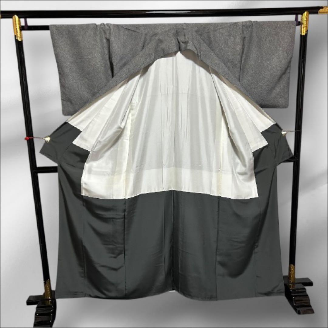 美品　袷　正絹　紋付　縮緬　鮫小紋　江戸小紋　フルセット　西陣唐織金箔袋帯