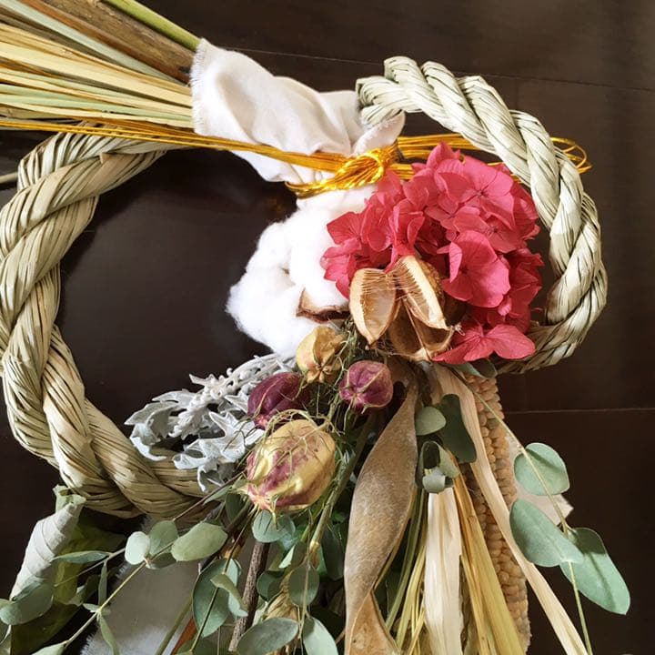 31自家栽培ドライ しめ縄 しめ飾り 松 正月 プリザ リース スワッグ 雑貨