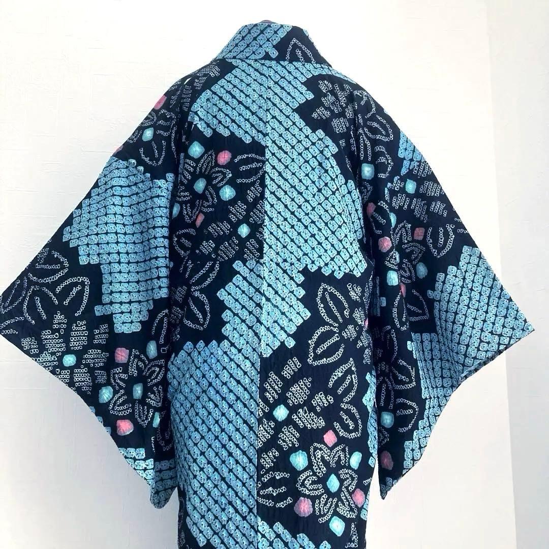 ひろ。プロフ必読 有松絞り浴衣　蜘蛛絞り　水浅葱色　ブルーグレーNo.22