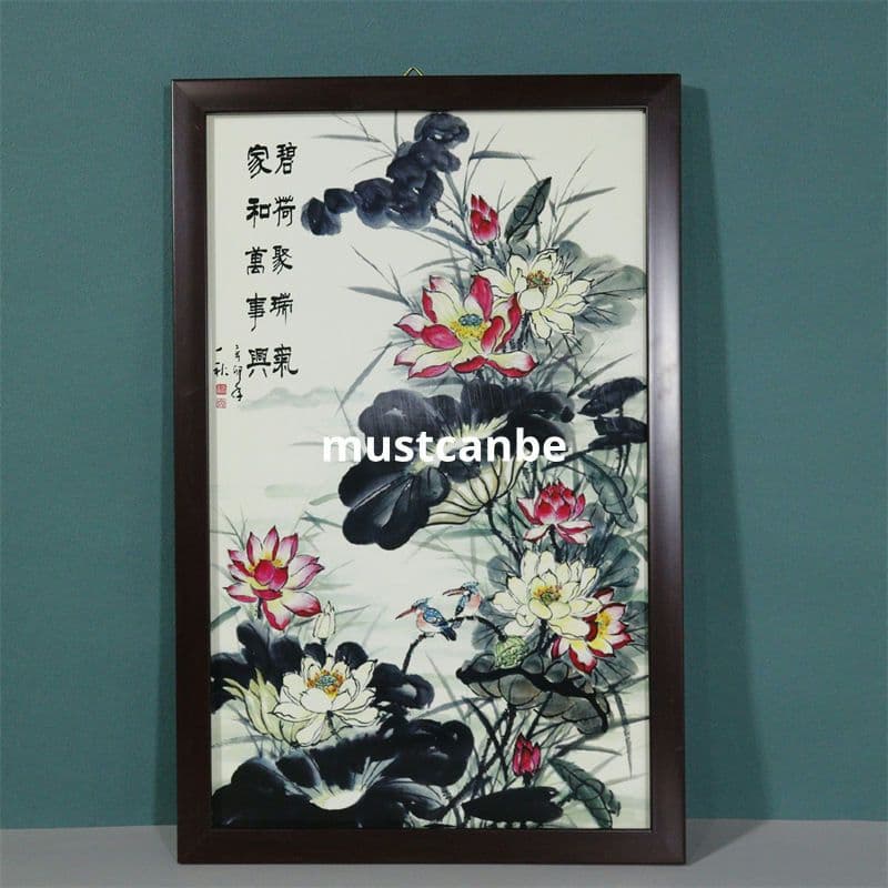 水墨画家と万事興 陶板画 リビング 玄関 茶室 書斎 装飾品 工芸品 置物