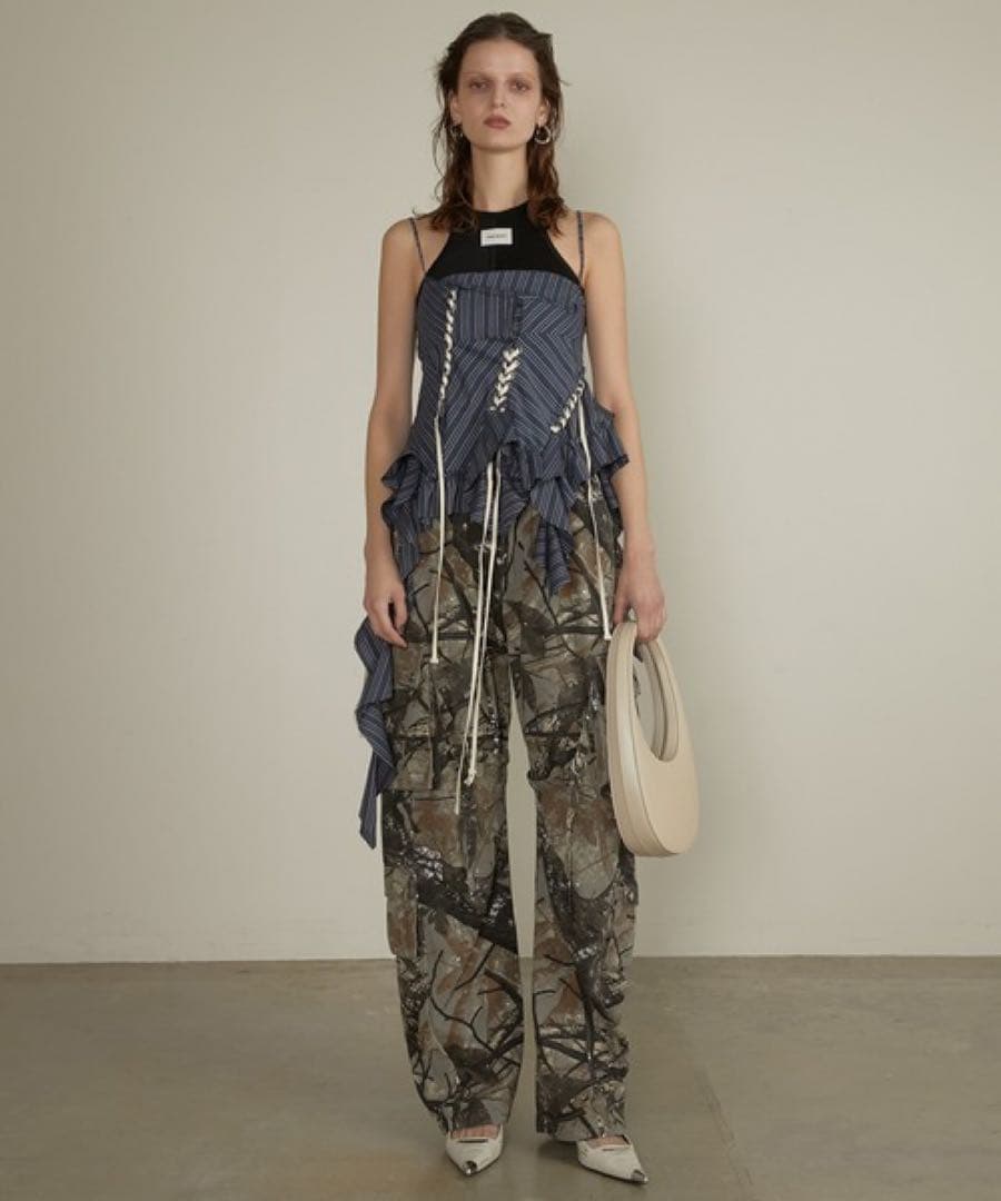 PRANK PROJECT ラッフルレースアップストライプトップス