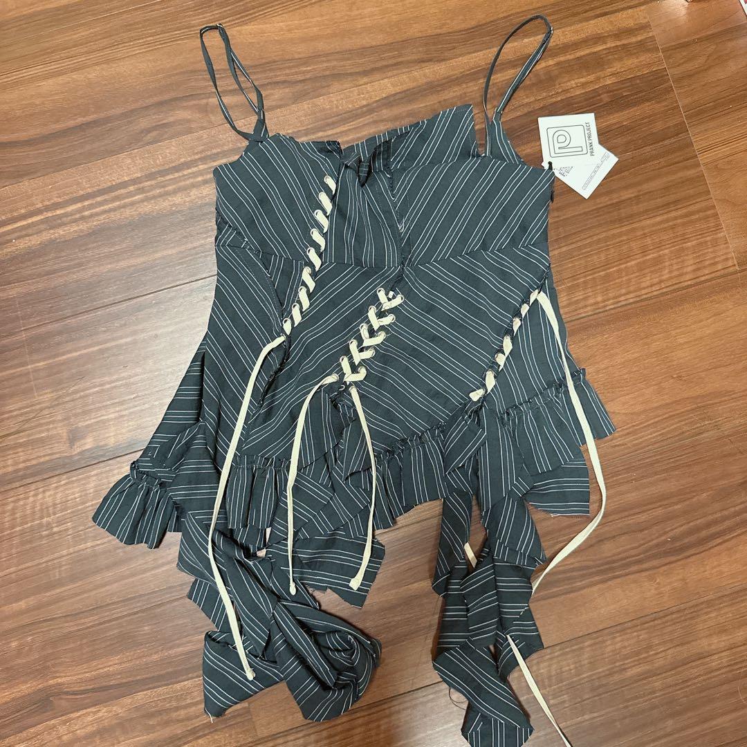 PRANK PROJECT ラッフルレースアップストライプトップス