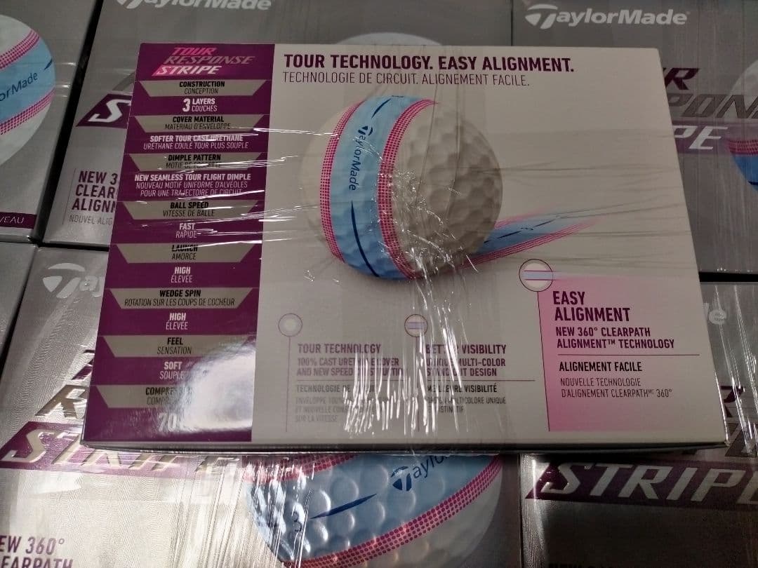 テーラーメイド　ツアーレスポンス　ストライプゴルフボール　ブルーピンク