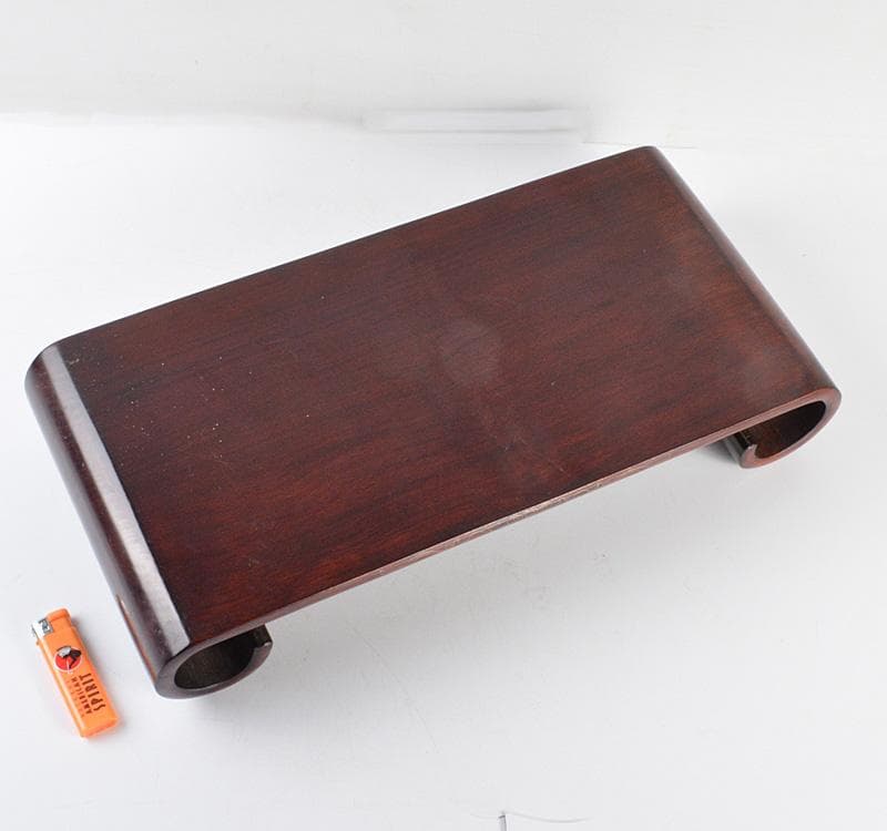 中国　唐木紫壇製　銀線象嵌　巻卓　平卓　飾台　香炉台　M　R4772C