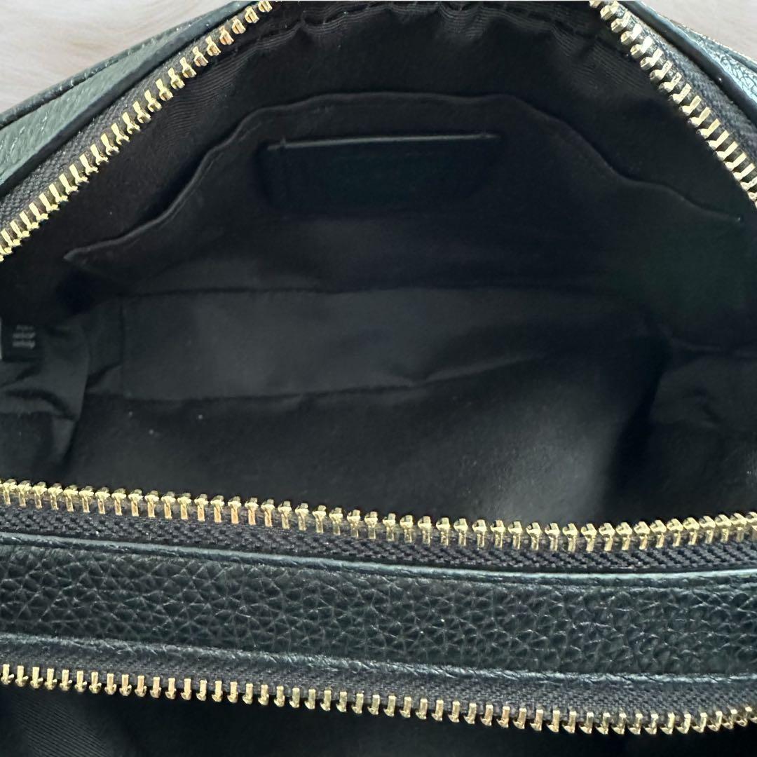 美品 コーチ ジェス カメラバッグ 2way ダブルジップ シボ革 ブラック