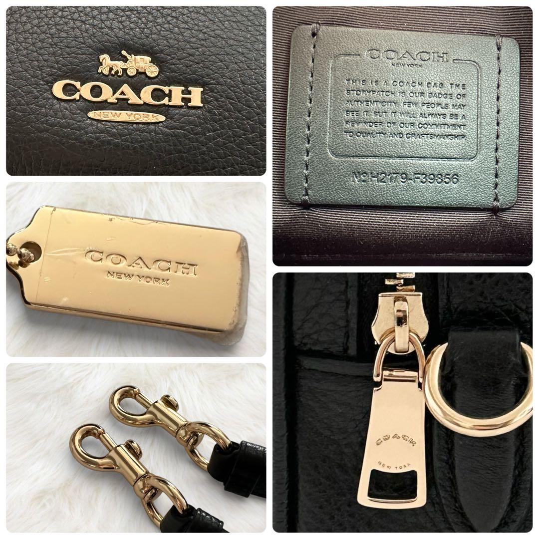 美品 コーチ ジェス カメラバッグ 2way ダブルジップ シボ革 ブラック