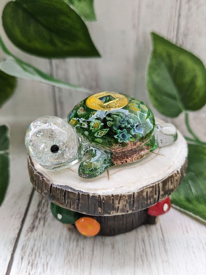 【ぴか】レインボーオーラ水晶のかめちゃん形オルゴナイト☆他３点