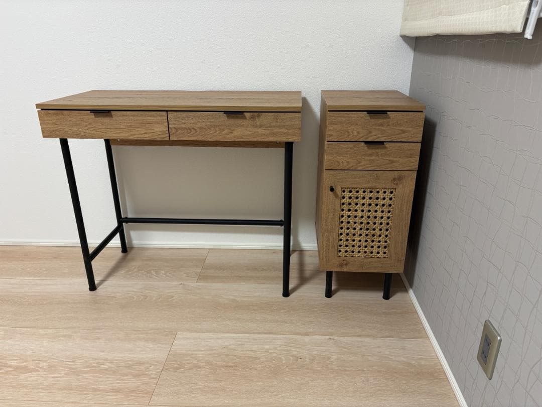 【未使用・送料込】LOWYA デスク 幅85cm 木目調 たのメル便