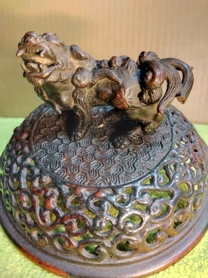 金属工芸　唐獅子　香炉