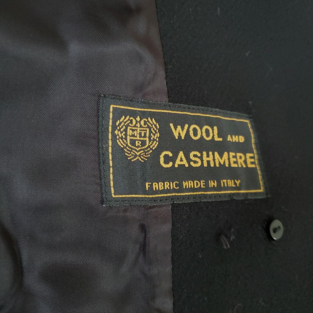 23区 イタリア製 カシミヤ混生地 黒 ピーコート チンストラップ付き 38