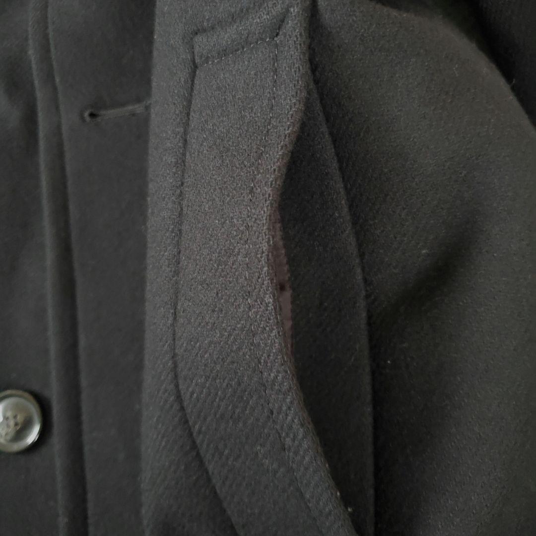 23区 イタリア製 カシミヤ混生地 黒 ピーコート チンストラップ付き 38