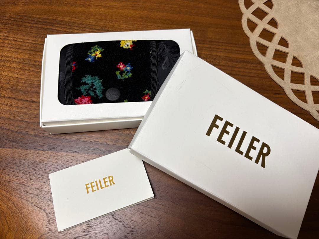 FEILER フェイラー　花柄エコバッグ 黒色 新品