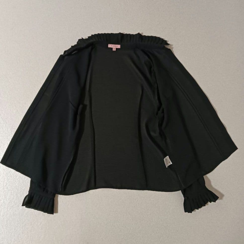 TOCCA　プリーツ襟　シフォン　長袖ブラウス　黒 0