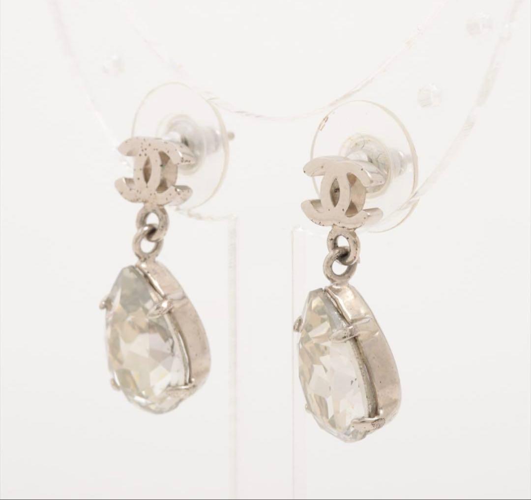 CHANEL シャネル　ティアドロップピアスシルバー両耳ココマーク