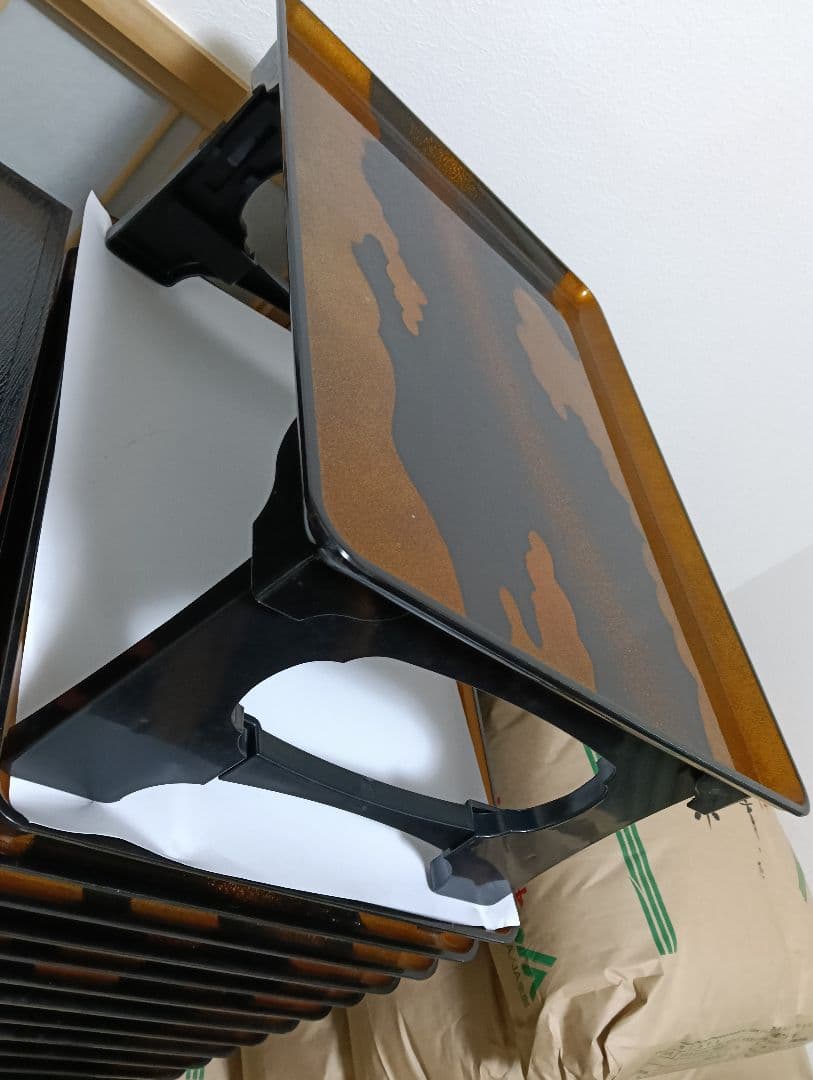 10個　御膳　お盆　膳　金色装飾の盆　折りたたみ式