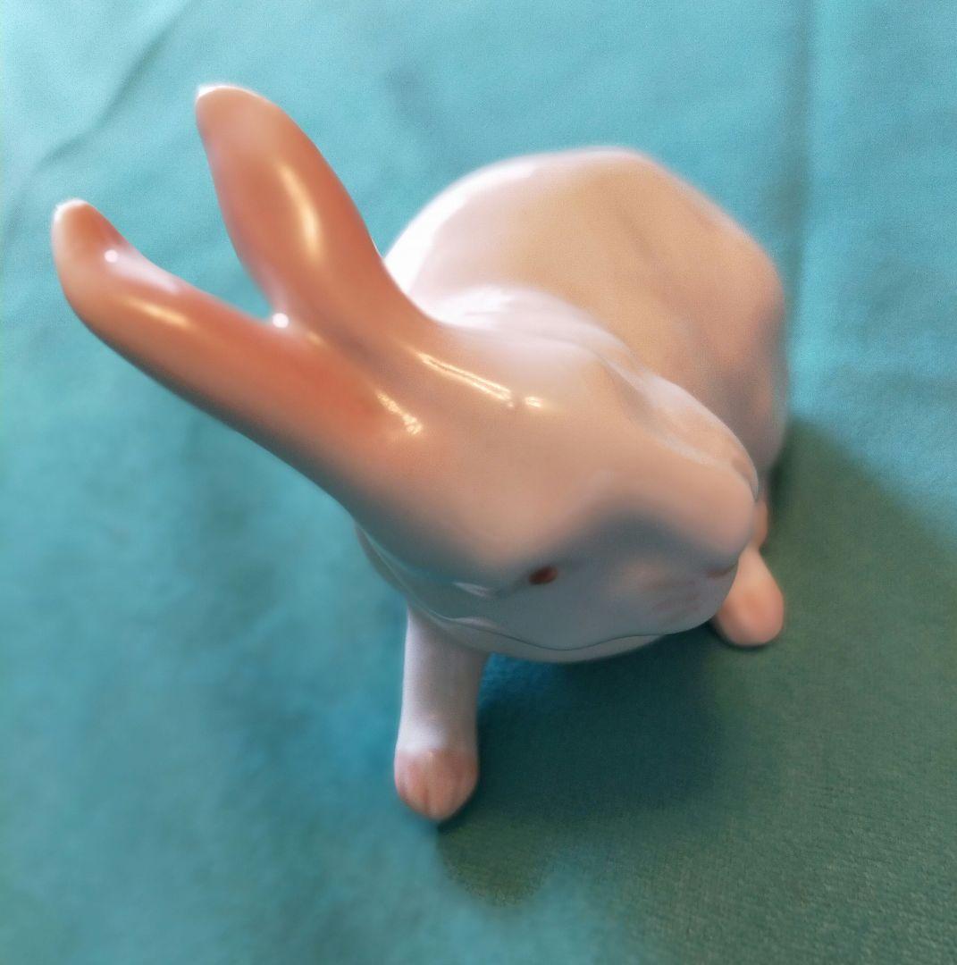 ヴィンテージ　ロイヤルコペンハーゲン　ホワイトラビット　フィギュア　ピンクアイズ