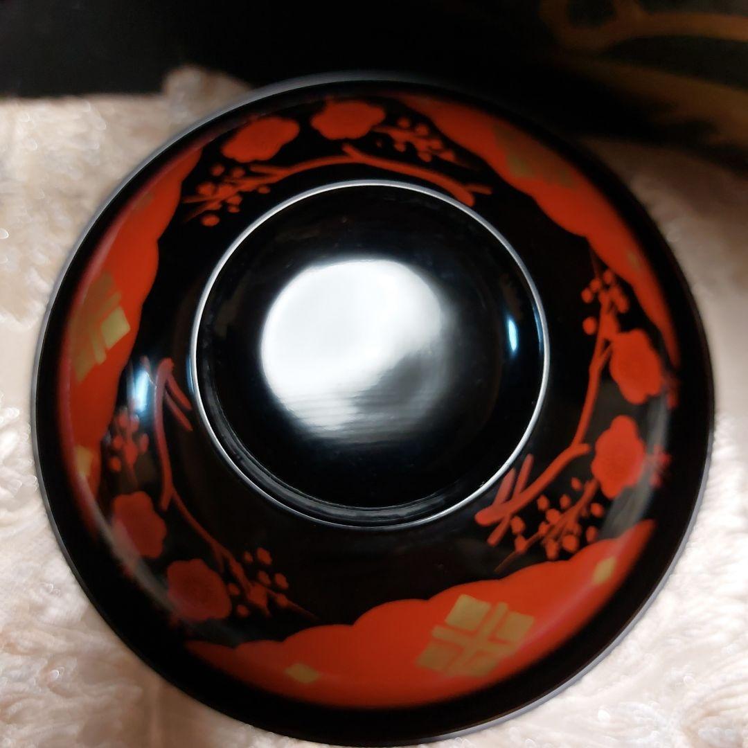 輪島塗正法寺梅椀くり貫き大型五客