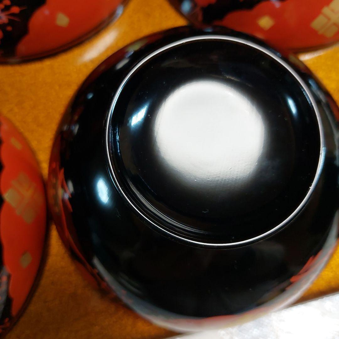 輪島塗正法寺梅椀くり貫き大型五客