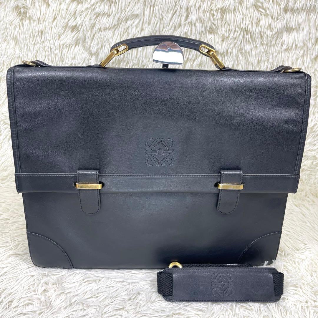 LOEWE ロエベ　ビジネスバッグ　アナグラム　ロゴ押し　レザー　2way