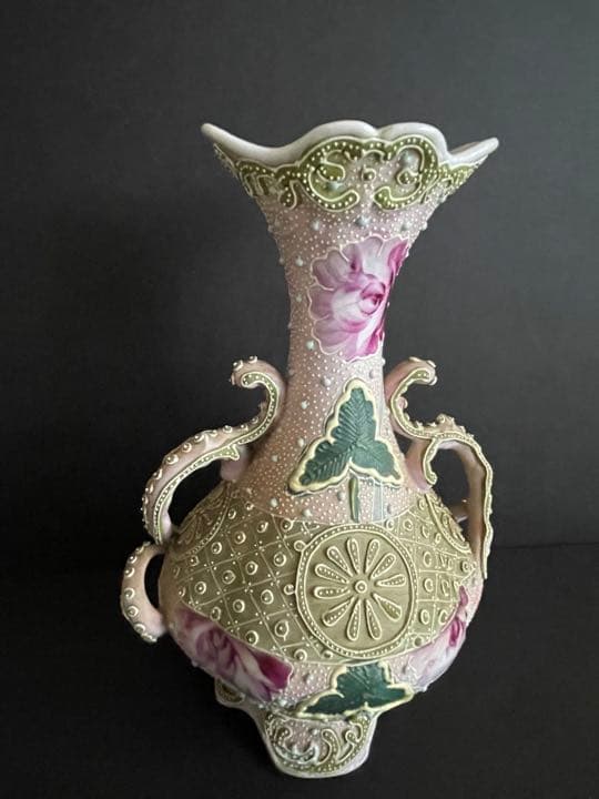 オールドノリタケ　盛り上げ花生