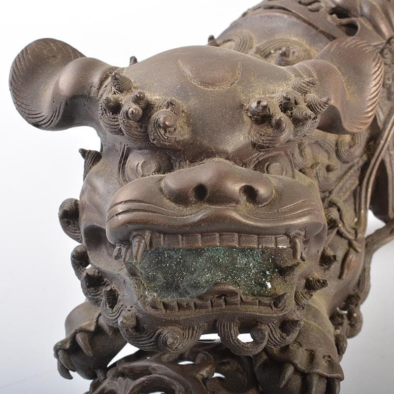 中国　古銅宣徳銅　玉乗り獅子　香炉　置物　Y　R7427