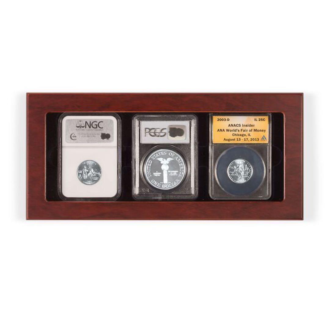 スラブケース スラブホルダー 木製 3枚用 新品 NGC PCGS