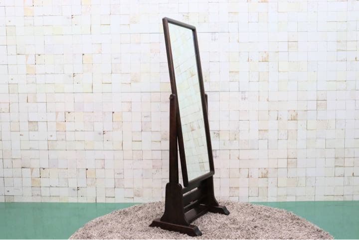 GMFN122○北海道民芸家具 ミラー 鏡 姿見 全身鏡 樺材 無垢材 和家具