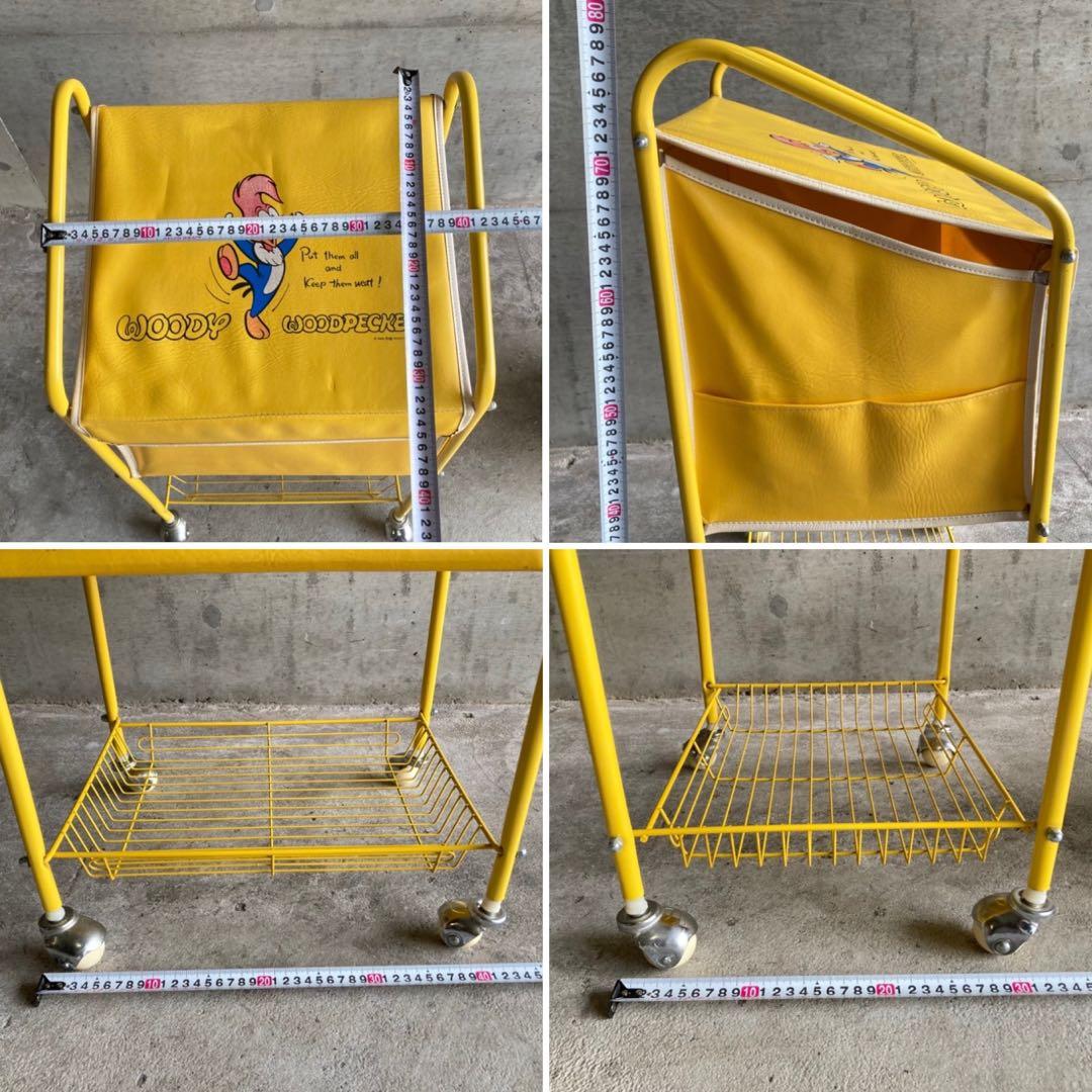 ウッドペッカー ワゴン カート ラック カゴ 収納 黄色 ポップ レア レトロ