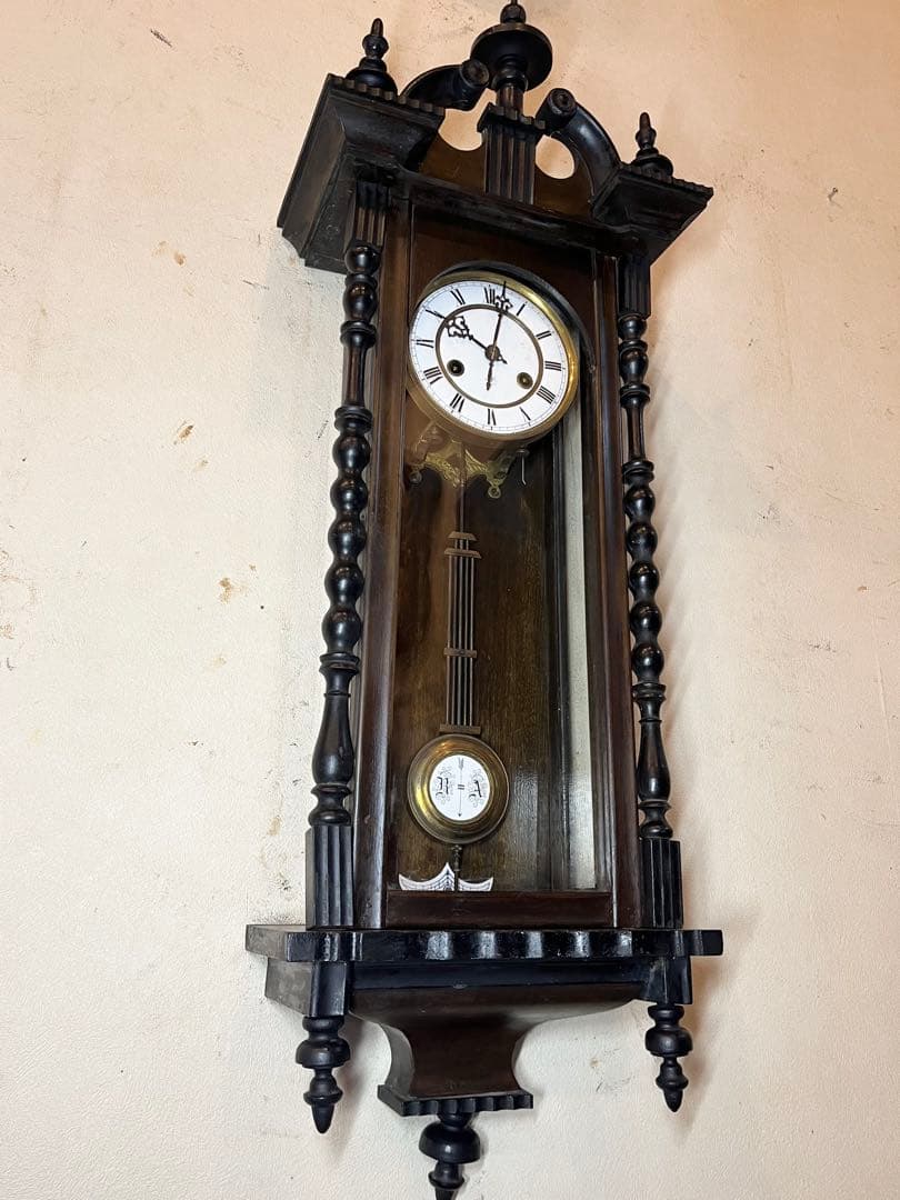 ユンハンス　繊細装飾型　柱時計　古時計　振り子　レトロ　アンティーク時計　精工舎