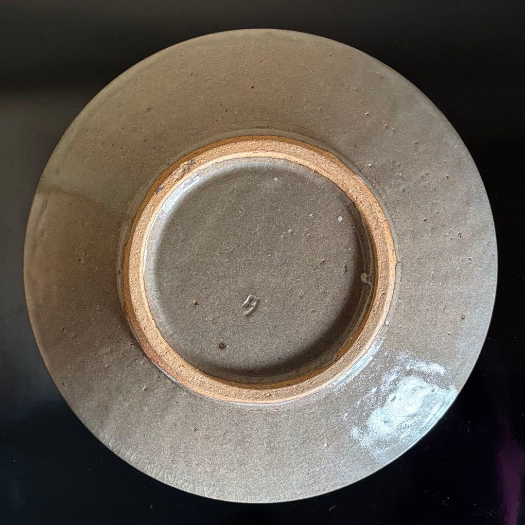 益子焼 島岡達三 象嵌皿 大皿 9寸皿 27.4cm 人間国宝 共箱