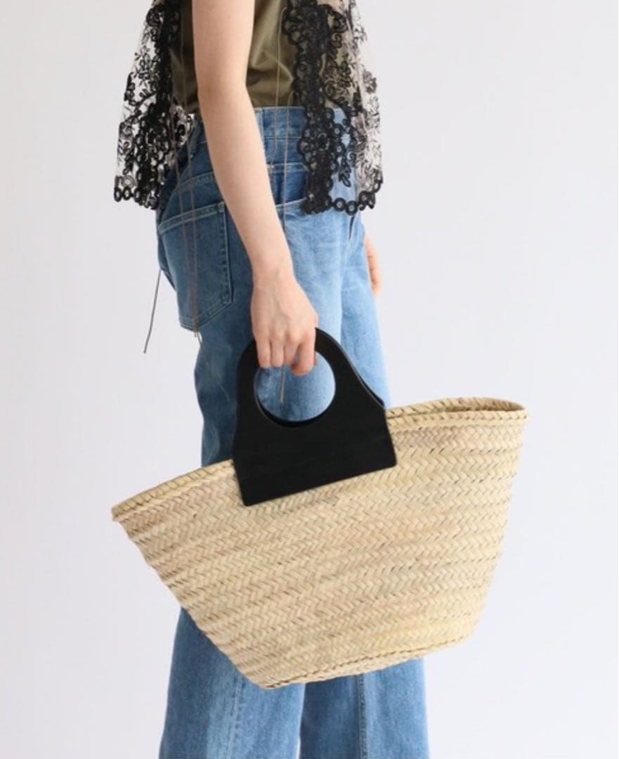 へリューストローとレザーのかごバッグ　未使用品