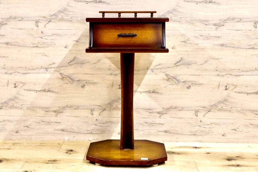 GMIS118A○曙工芸製作所 電話台 飾り台 レトロ 花台 収納 木製 ア