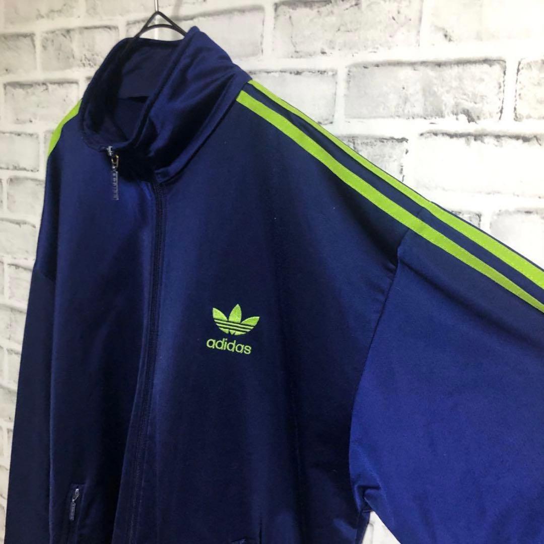 希少2XL⭐️80s adidasトラックジャケット 刺繍 vintage 紺緑黄