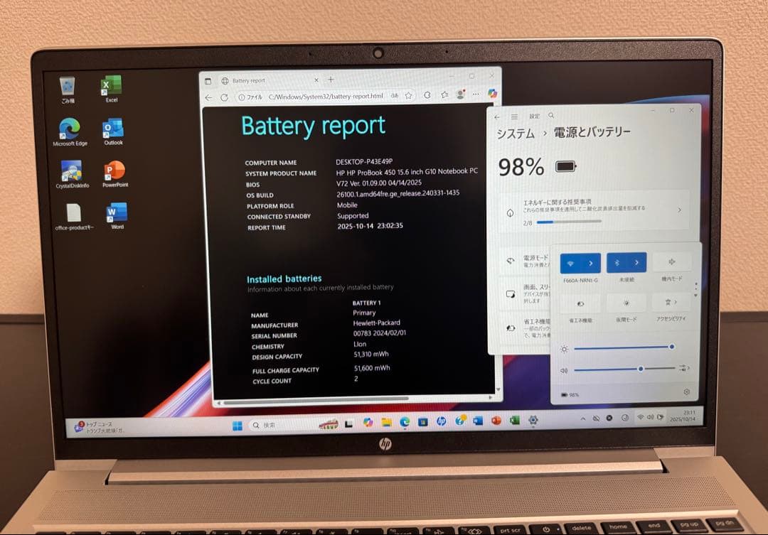 【未使用に近い】HP 450/G10 第13世代i5 16GB Office
