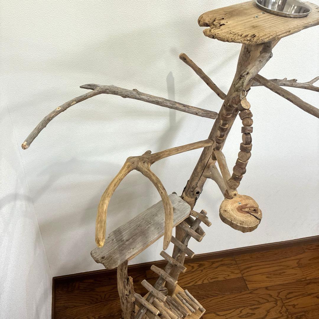 バードアスレチック・バードジム・タワー型・止まり木・流木・ハンドメイド