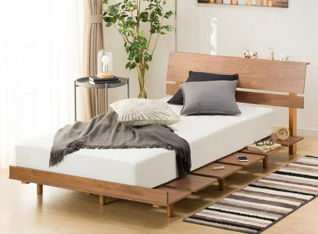 ニトリ　木製セミダブルベッドフレーム ブラウン