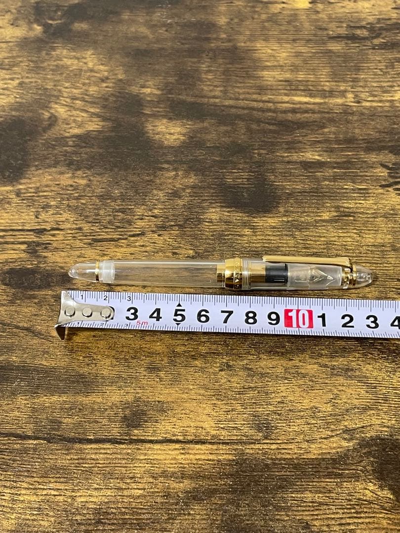 長刀　透明×ゴールド　ふでDEまんねん　NAG 万年筆　デモンストレーター