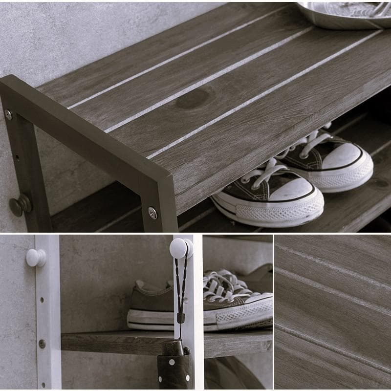 【新品】木製シューズラック　オープンラック　高さ調節可能　アウトレット