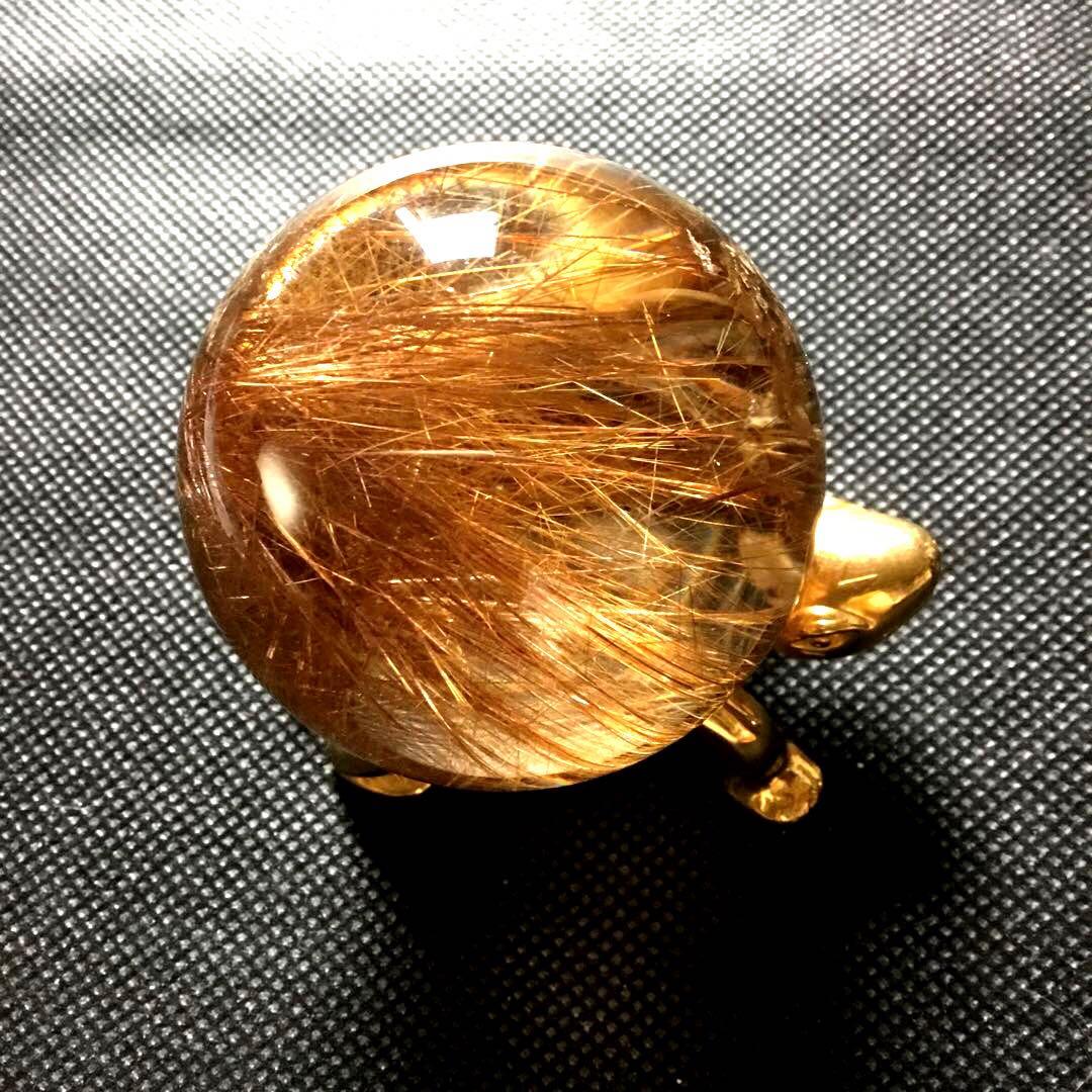 ゴールドルチルクォーツ置物　丸玉　ブラジル産　直経約4.83cm 重さ約160g