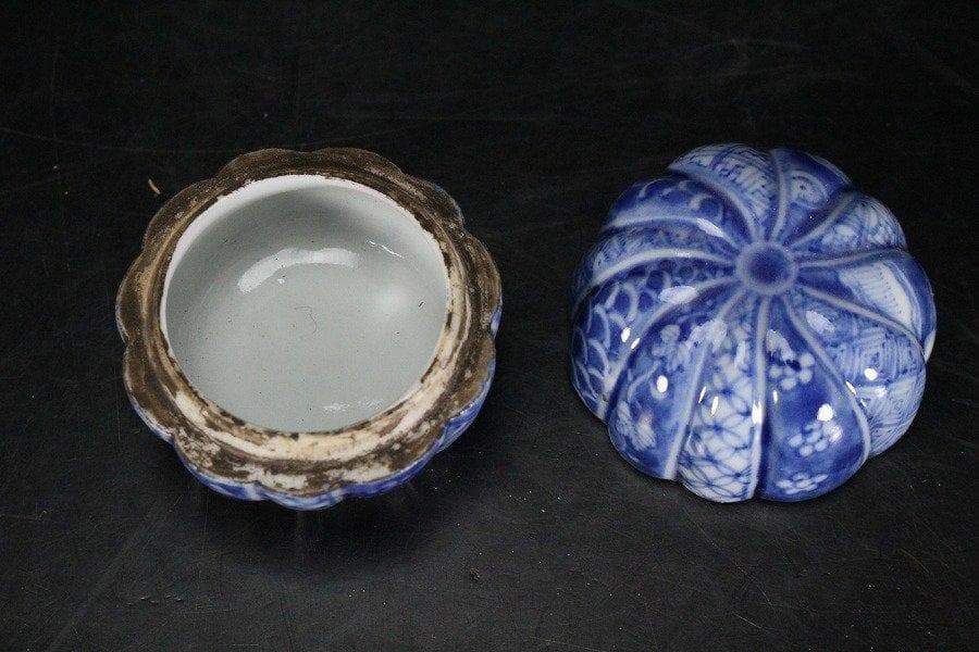 中国美術 青花 祥瑞 香合 五涼太甫 款 茶道具伝来