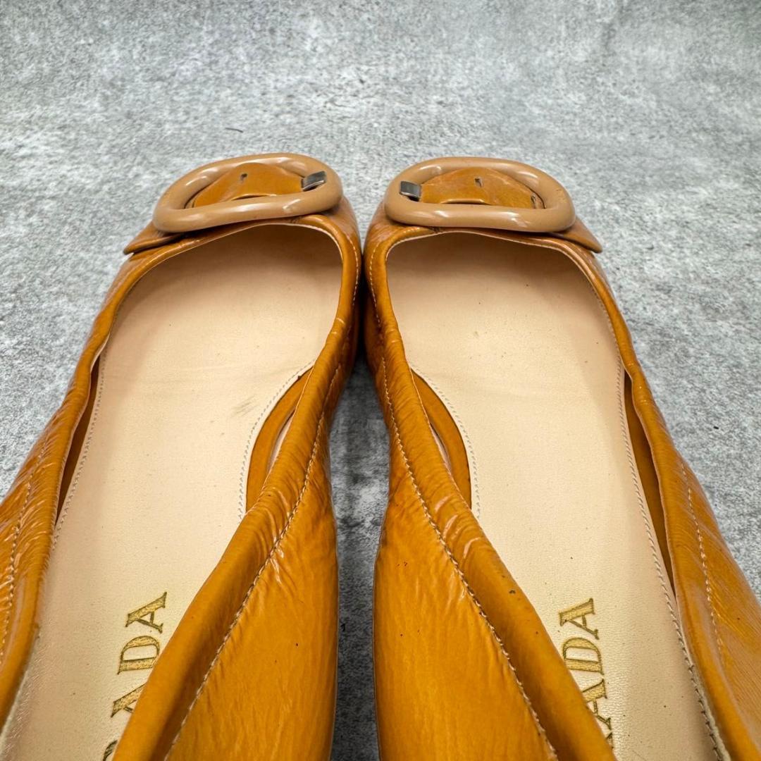 靴 Prada Buckle Flat Pumps Leather 23cm