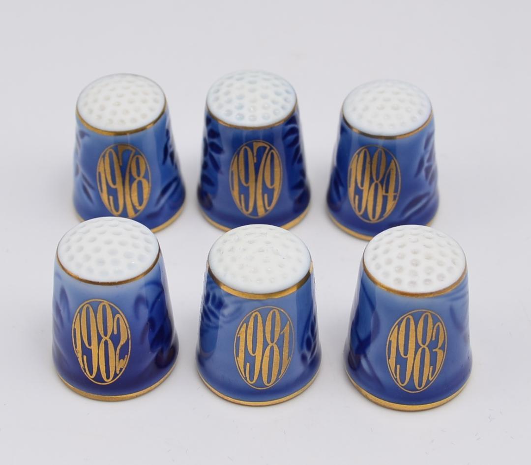 指ぬき　シンブル　６個セット　箱付き　B＆G：ロイヤルコペンハーゲン　デンマーク