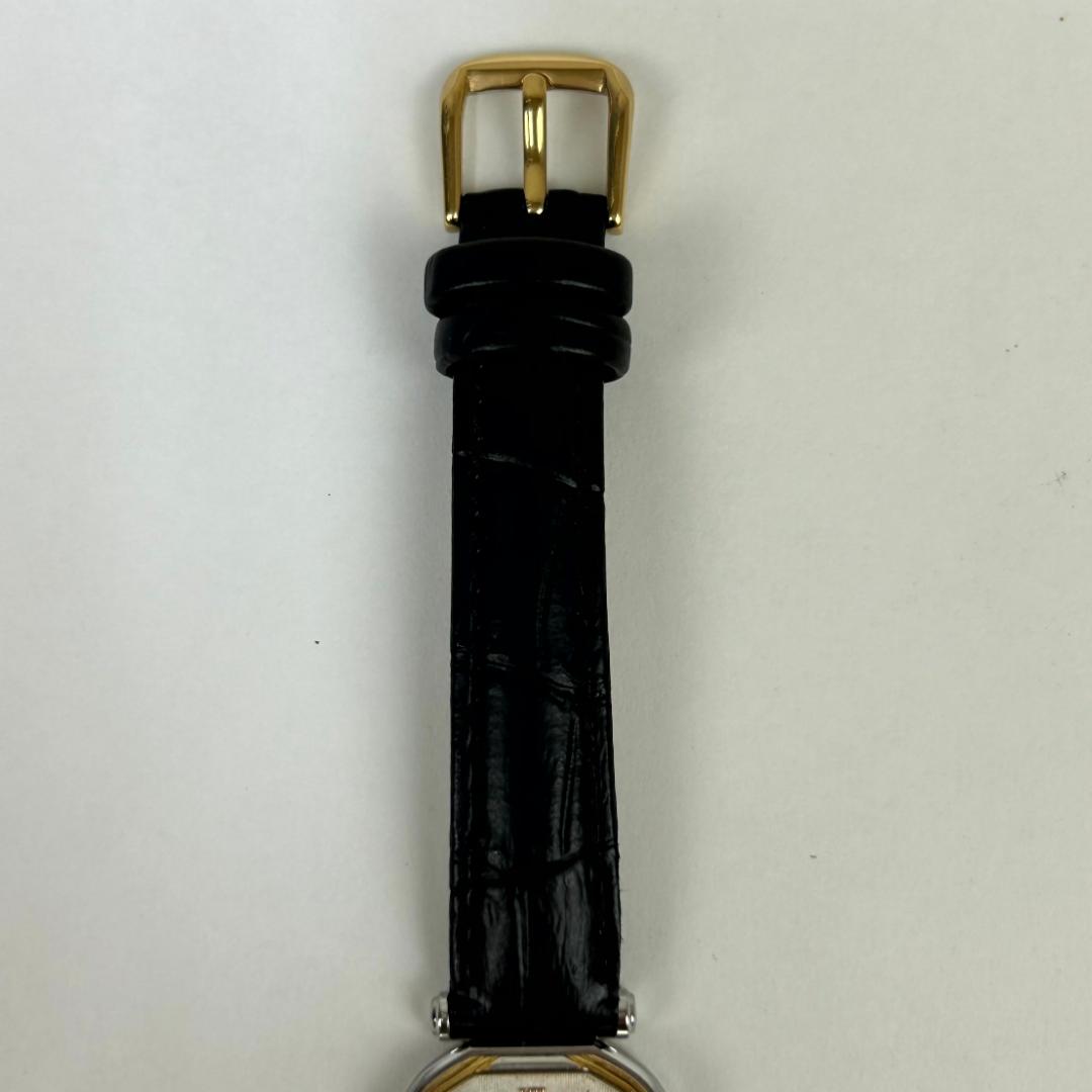 【良品・稼働品】クレドール 14金 ベゼル K14 銀色文字盤　新品革ベルト